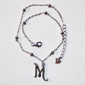 Sterling Silver Initial M Anklet